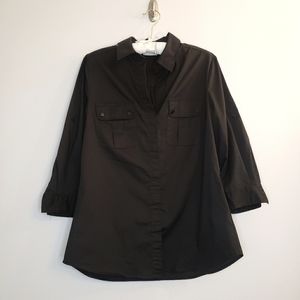 NY&Co Button-Up Collared Top, 3/4 Length Sleeves, VGUC, Size M